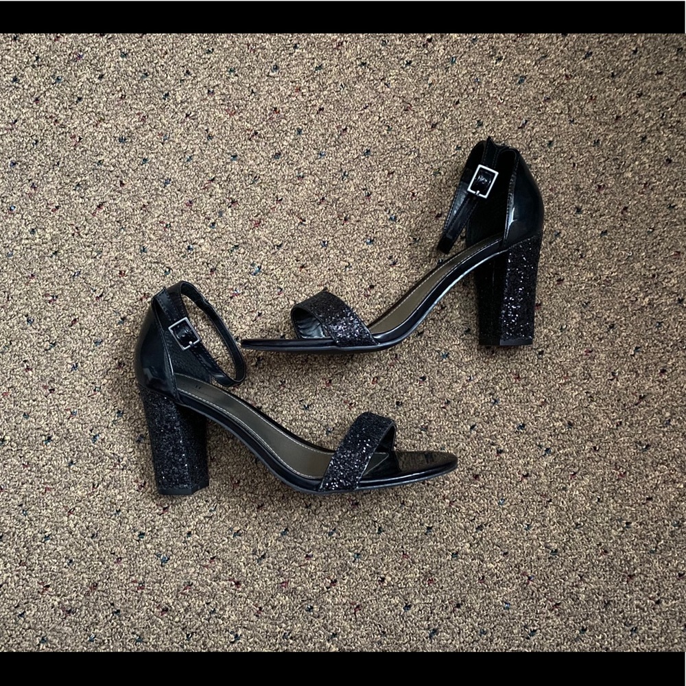 Black Glitter Heels